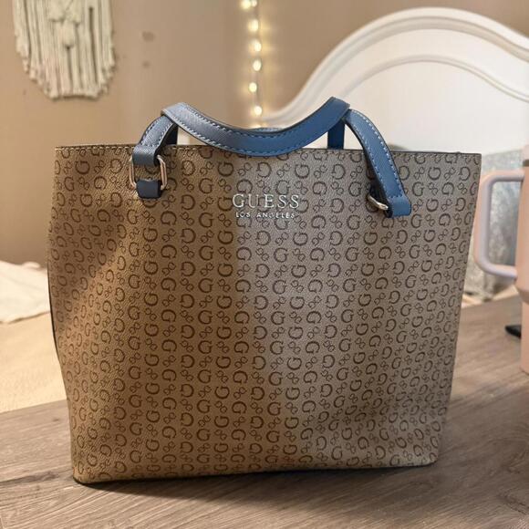Guess tan and blue tote bag #totebag - Picture 1 of 4